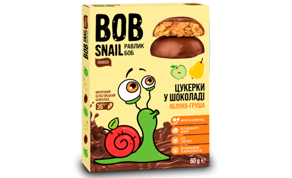 Замовити Десерти Яблучно-грушеві цукерки у молочному шоколаді Bob Snail